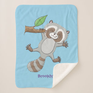 Manta Sherpa Ilustracion de bebé de raccoon feliz lindo