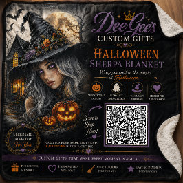 Manta Sherpa Ilustración de bruja de Halloween gótica