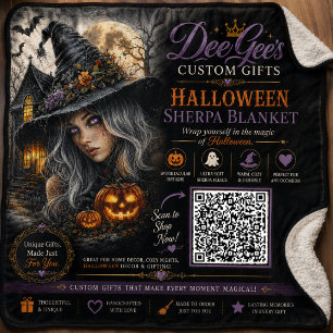 Manta Sherpa Ilustración de bruja de Halloween gótica