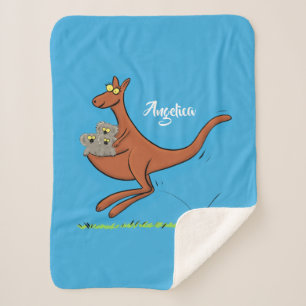 Manta Sherpa Ilustracion de canguro y personalizado de koalas
