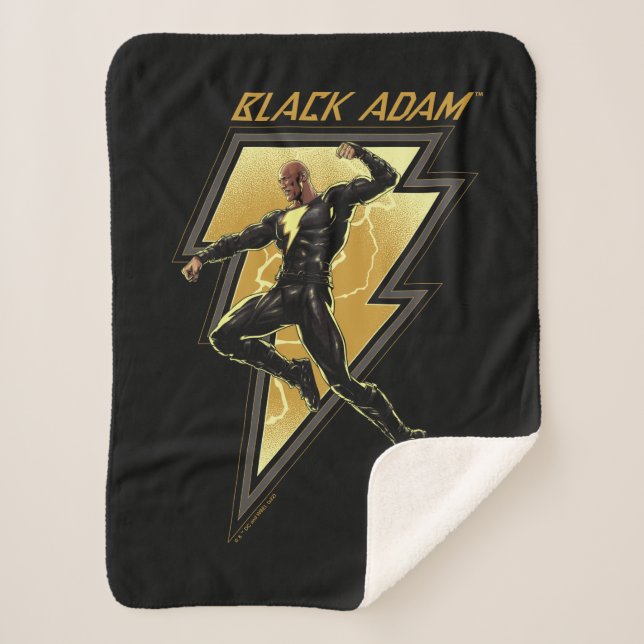 Manta Sherpa Ilustracion de caracteres Black Adam Lightning Bol (Anverso)