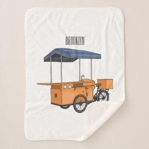Manta Sherpa Ilustracion de carrito de comida para bicicletas p