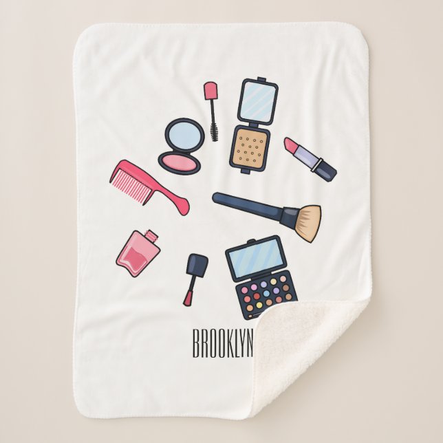 Manta Sherpa Ilustracion de cosméticos/personalizados de maquil (Anverso)