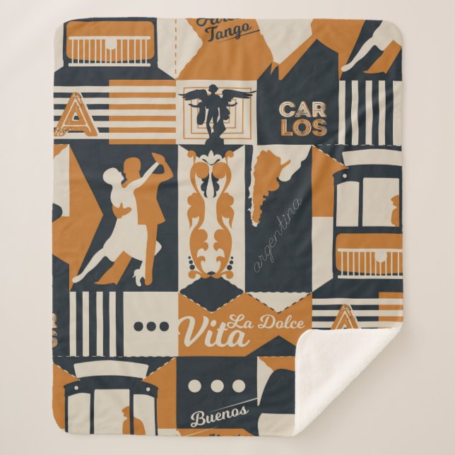 Manta Sherpa ilustracion de diseño sin fisuras de patrón argent (Anverso)