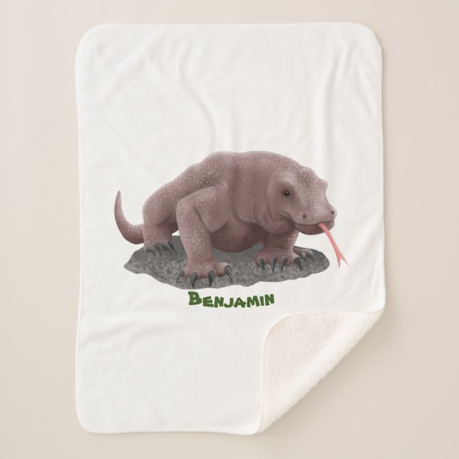 Manta Sherpa Ilustracion de dragón de Komodo (Anverso)