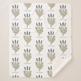 Manta Sherpa Ilustracion de flores de lavanda de época