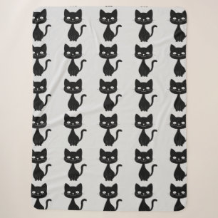 Manta Sherpa Ilustración de gato de dibujos animados negro mini