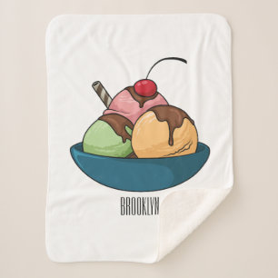 Manta Sherpa Ilustracion de helado personalizado