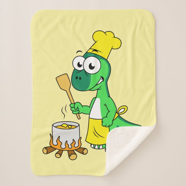 Manta Sherpa Ilustracion De La Cocina De Los Dinosaurios Parasa (Anverso)