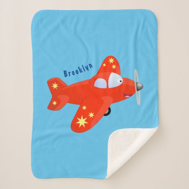 Manta Sherpa Ilustracion de personalizado de avión rojo con vue (Anverso)
