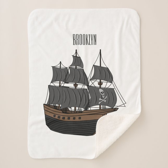 Manta Sherpa Ilustracion de personalizado de buques piratas (Anverso)