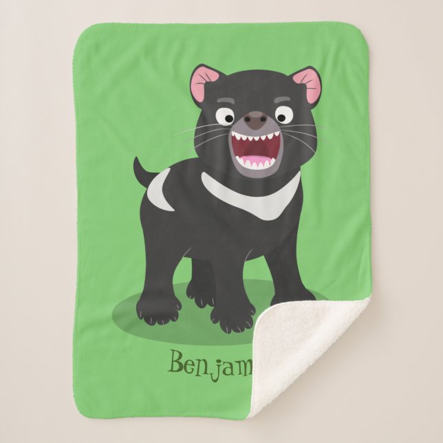 Manta Sherpa Ilustracion de personalizado de demonio de Tasmani (Anverso)