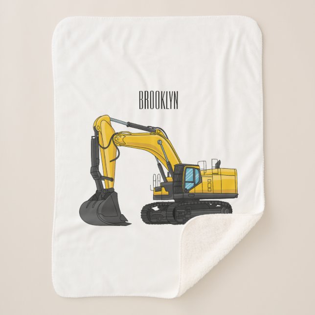 Manta Sherpa Ilustracion de personalizado de excavadora de rast (Anverso)