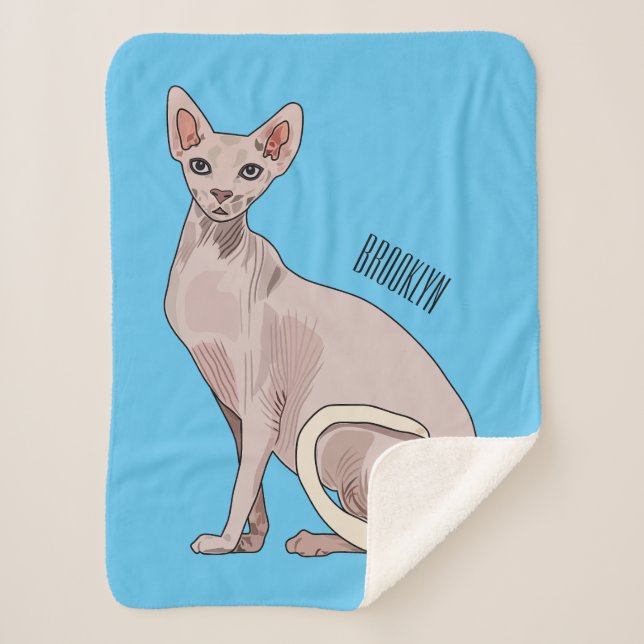 Manta Sherpa Ilustracion de personalizado de gatos Sfinx (Anverso)
