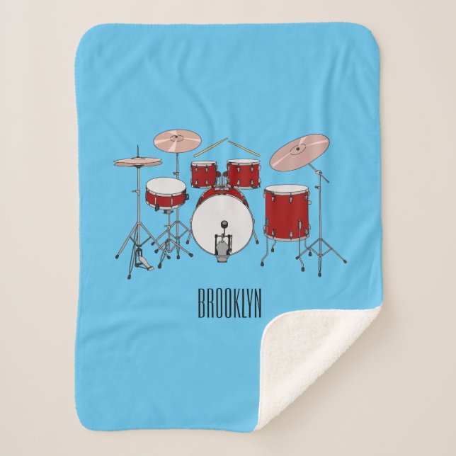 Manta Sherpa Ilustracion de personalizado de kit de tambor (Anverso)