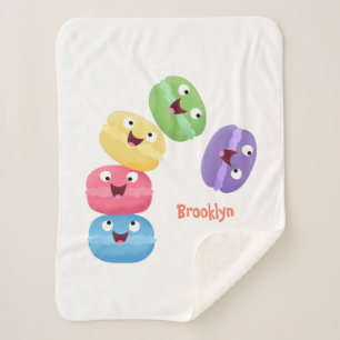 Manta Sherpa Ilustracion de personalizado de macarons graciosos