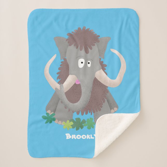 Manta Sherpa Ilustracion de personalizado de mamut bobo gracios (Anverso)
