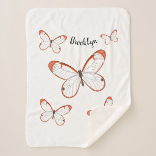 Manta Sherpa Ilustracion de personalizado de mariposa de vidrio