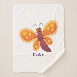Manta Sherpa Ilustracion de personalizado de mariposa naranja f