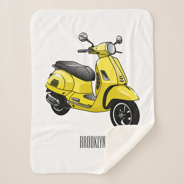 Manta Sherpa Ilustracion de personalizado de motocicleta con ci (Anverso)