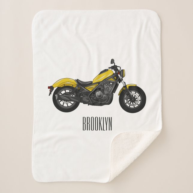 Manta Sherpa Ilustracion de personalizado de motocicleta de cru (Anverso)