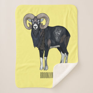 Manta Sherpa Ilustracion de personalizado de ovino Mouflon