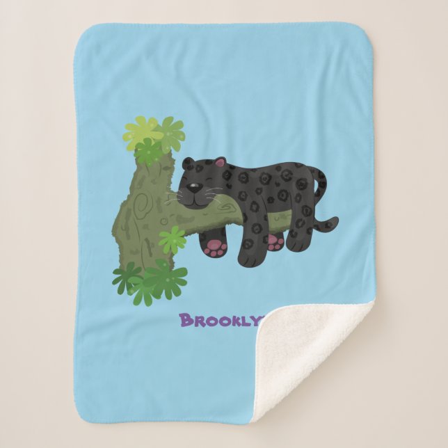 Manta Sherpa Ilustracion de personalizado de pantera negra de j (Anverso)