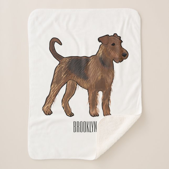 Manta Sherpa Ilustracion de personalizado de perro Airedale ter (Anverso)
