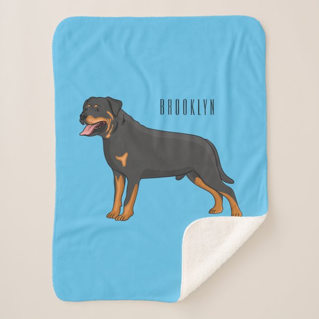 Manta Sherpa Ilustracion de personalizado de perro de Rottweile (Anverso)