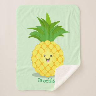 Manta Sherpa Ilustracion de personalizado de piña cuta