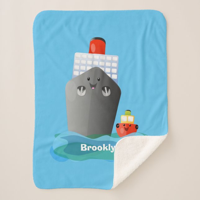 Manta Sherpa Ilustracion de personalizado de remolcador de barc (Anverso)