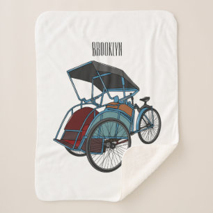 Manta Sherpa Ilustracion de personalizado de rickshaw en bicicl