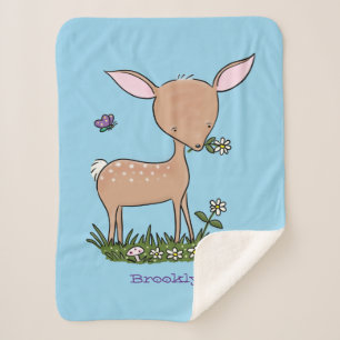 Manta Sherpa Ilustracion de personalizado de venado lindo y fel