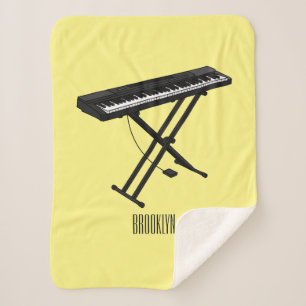 Manta Sherpa Ilustracion de piano personalizado de teclado