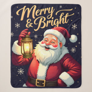 Manta Sherpa Ilustración de Santa Claus alegre sosteniendo lint