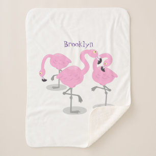 Manta Sherpa Ilustracion de trío de flamingo rosado