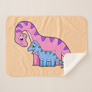 Manta Sherpa Ilustracion De Un Brachiosaurio Madre E Hijo.