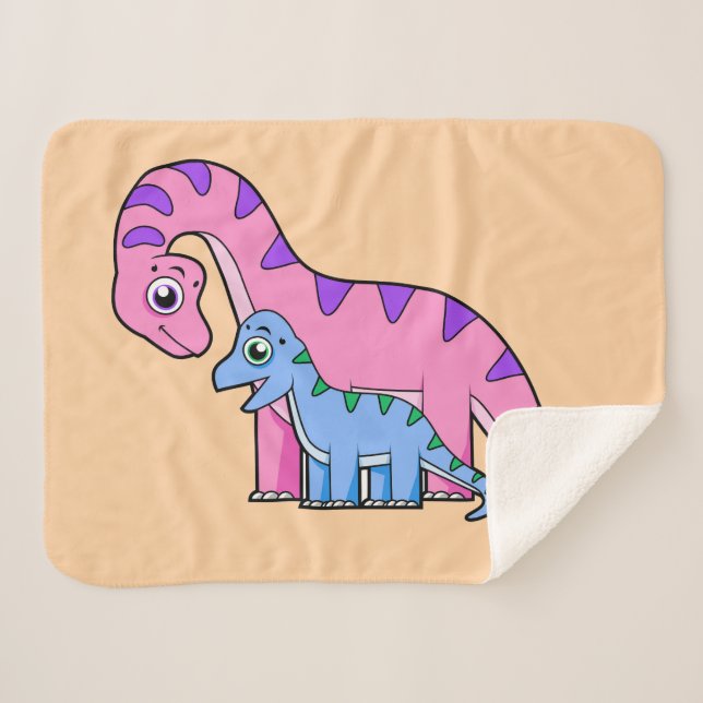 Manta Sherpa Ilustracion De Un Brachiosaurio Madre E Hijo. (Anverso (horizontal))