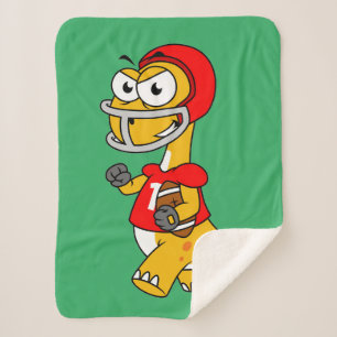 Manta Sherpa Ilustracion De Un Brontosauro Jugando Fútbol.