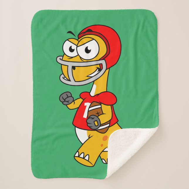 Manta Sherpa Ilustracion De Un Brontosauro Jugando Fútbol. (Anverso)