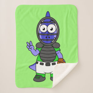 Manta Sherpa Ilustracion De Un Catcher De Béisbol Parasauroloph