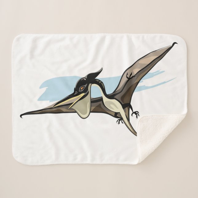 Manta Sherpa Ilustracion De Un Dinosaurio Pteranodon. (Anverso (horizontal))
