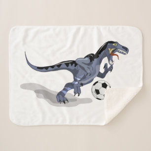 Manta Sherpa Ilustracion De Un Dinosaurio Raptor Jugando Fútbol