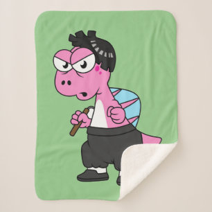 Manta Sherpa Ilustracion De Un Espinosaurio Bruce Lee.