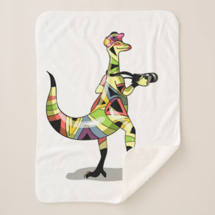 Manta Sherpa Ilustracion De Un Fotógrafo Iguanodon.