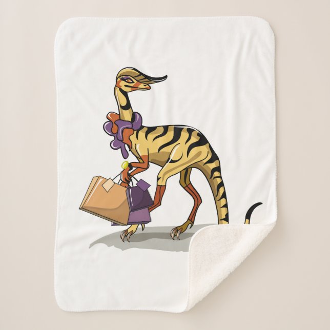 Manta Sherpa Ilustracion De Un Iguanodon Con Bolsas Comerciales (Anverso)