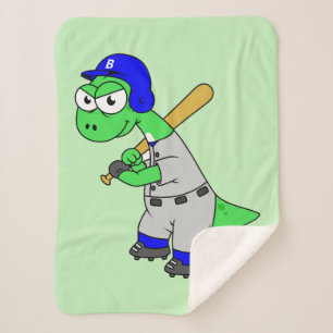 Manta Sherpa Ilustracion De Un Jugador De Béisbol Brontosaurus.