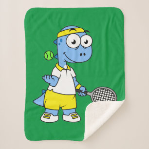 Manta Sherpa Ilustracion De Un Jugador De Tenis Rex De Tyrannos
