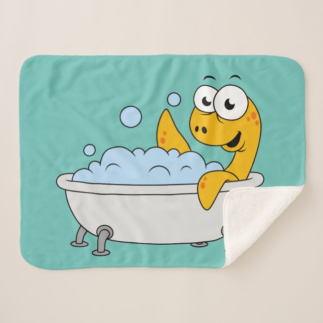 Manta Sherpa Ilustracion De Un Monstruo De Baño De Ness. (Anverso (horizontal))