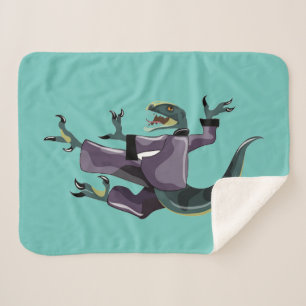 Manta Sherpa Ilustracion De Un Raptor Que Realiza Karate.
